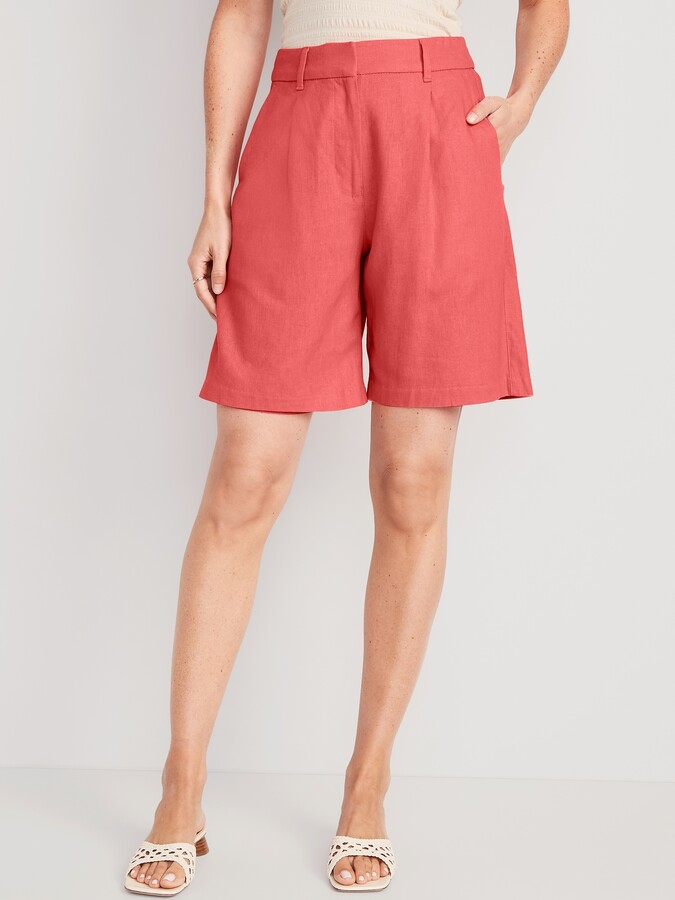 Extra High Rise Linen Blend Bermuda Shorts For Women 8 Inch Inseam 1 | Deals Must Buy