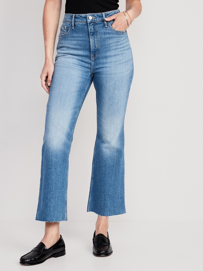 Higher High Waisted Cropped Cut Off Flare Jeans For Women | Deals Must Buy