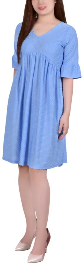 Petite Elbow Sleeve Swiss Dot Empire Dress 3 | Deals Must Buy