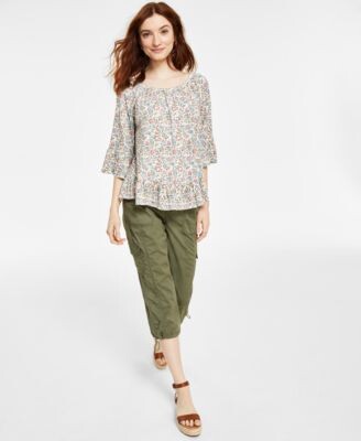 Style Co Petite Floral Top Capri Pants Created For Macys | Deals Must Buy