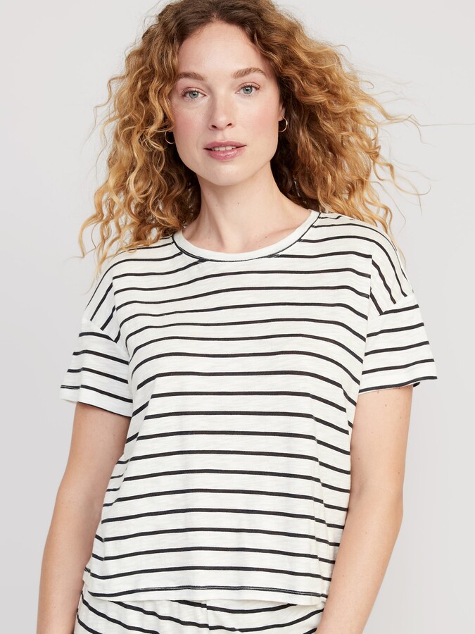 Sunday Sleep Cropped Lounge Slub Knit T Shirt For Women | Deals Must Buy