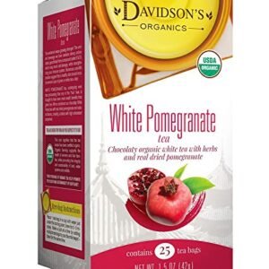 Davidsons Organics, White Pomegranate, 25-count Tea Bags, Pack of 6