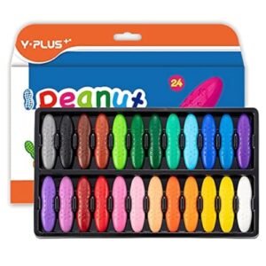 Peanut Crayons for Kids, 24 Colors Washable Toddler Crayon, Non-Toxic
