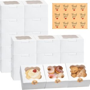Cookie Boxes 32Pcs 6x6x3in White Paper