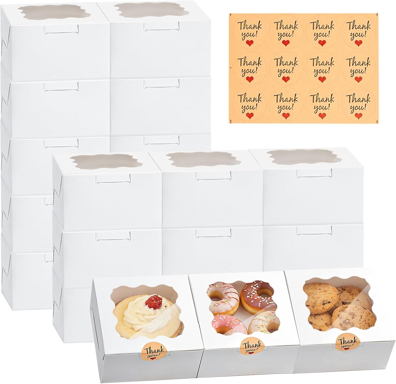 Cookie Boxes 32Pcs 6x6x3in White Paper 1 Cookie Boxes 32Pcs 6x6x3in White Paper