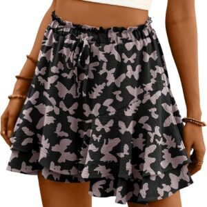 Boho Flowy Shorts Women Tiered Skort