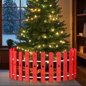 Christmas Tree Fence Decor Red