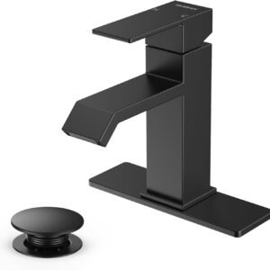HURRAN Matte Black Bathroom Faucet