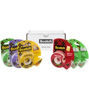 xxScotch Variety Pack Tape, Assorted Sizes Including Magic Tape, Double-Sided Tape, Gift-Wrap Tape, and Super-Hold Tape, 6 Rolls Total
