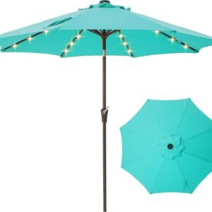 xx 9FT Solar LED Patio Umbrella for Deck
