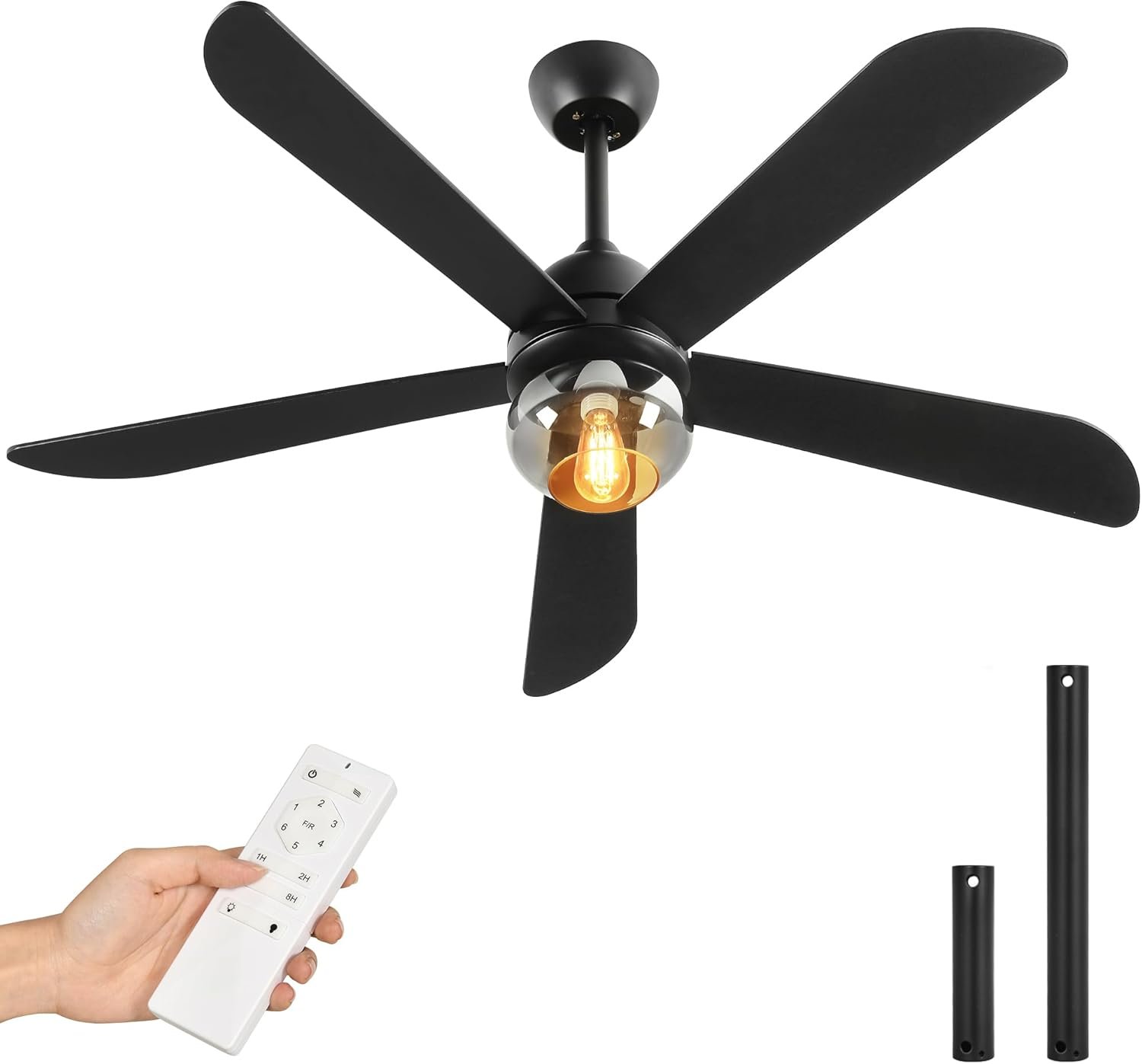 YITAHOME 52" Black Ceiling Fan with Light 1 YITAHOME 52" Black Ceiling Fan with Light