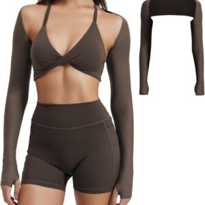 YEOREO Women Long Sleeve Crop Top