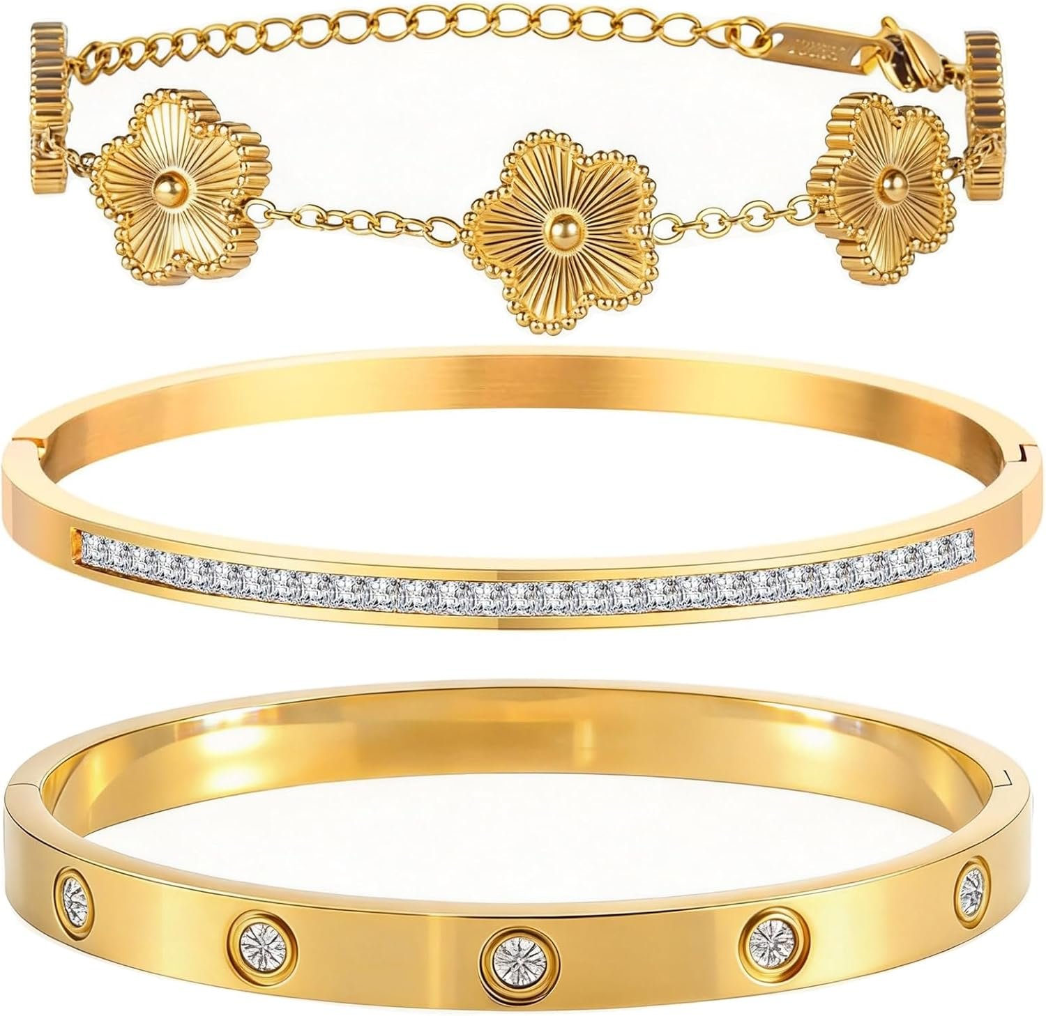 18K Gold Plated Bangle Set by xx 1 18K Gold Plated Bangle Set by xx