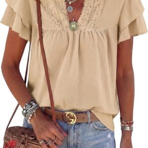 HEYTALALA Women’s Ruffle V Neck Tops