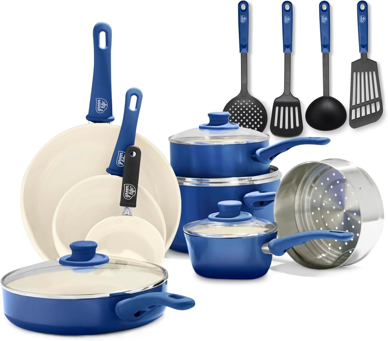 GreenLife 16pc Nonstick Cookware Set 1 GreenLife 16pc Nonstick Cookware Set