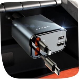 LISEN Car Charger 12V Retractable