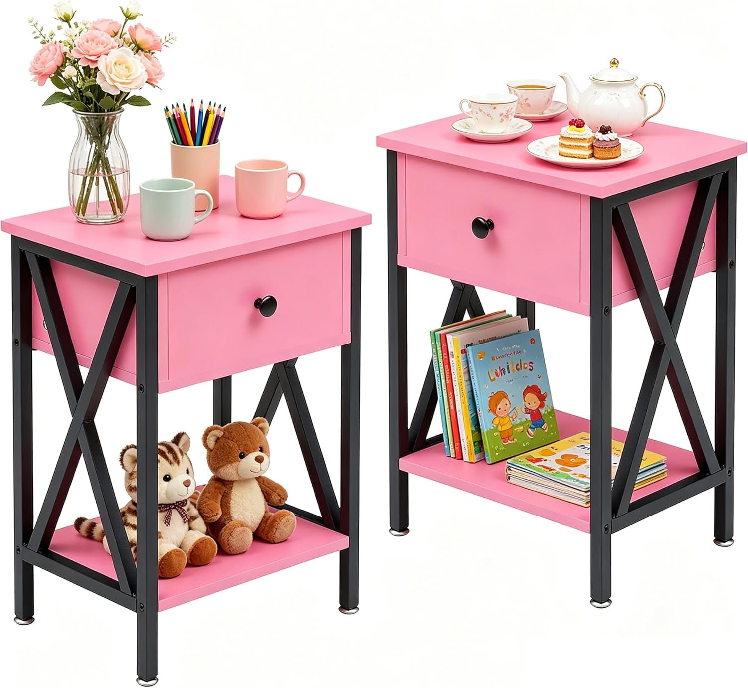 VECELO Nightstands Set of 2, Modern Bedside Tables 1 VECELO Nightstands Set of 2, Modern Bedside Tables