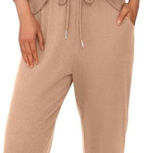 Ribbed Knit Sweatshirt Pants Sets