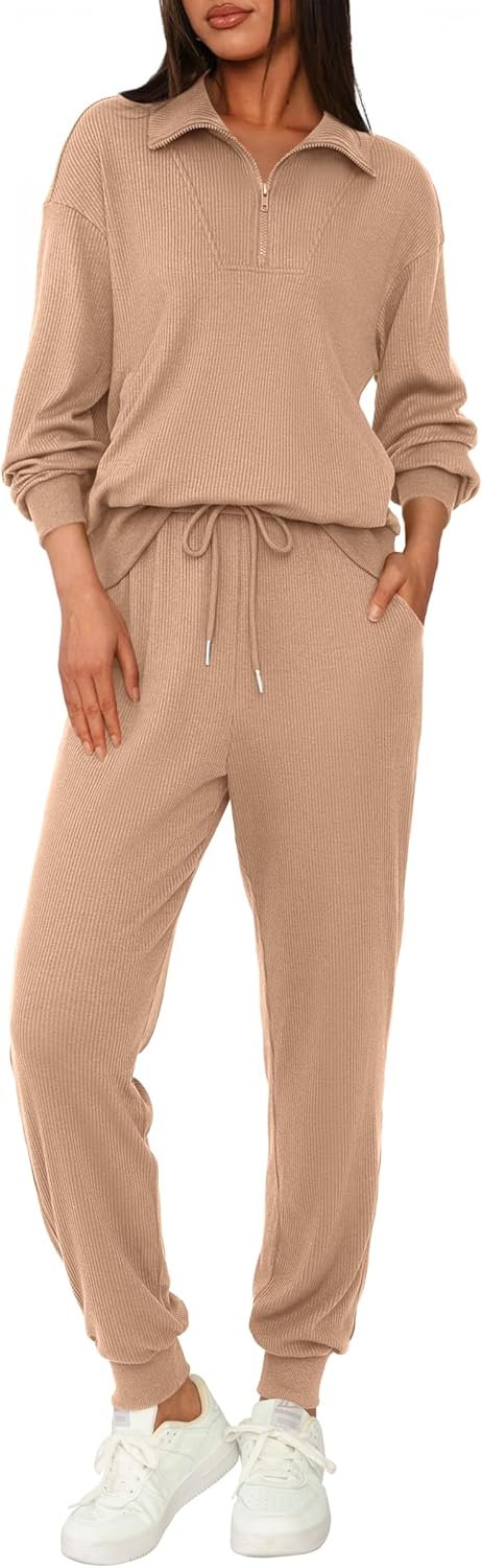 Ribbed Knit Sweatshirt Pants Sets 1 Ribbed Knit Sweatshirt Pants Sets