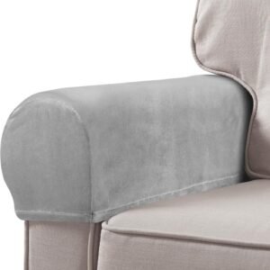 Grey Velvet Sofa Armrest Covers