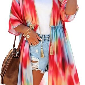Womens Swimsuit Coverup 3/4 Sleeve Cardigan