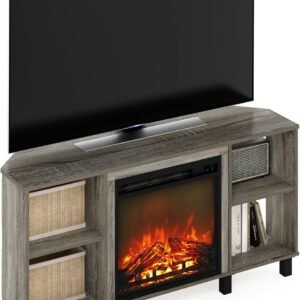 Furinno Jensen Corner TV Stand 55in French Oak