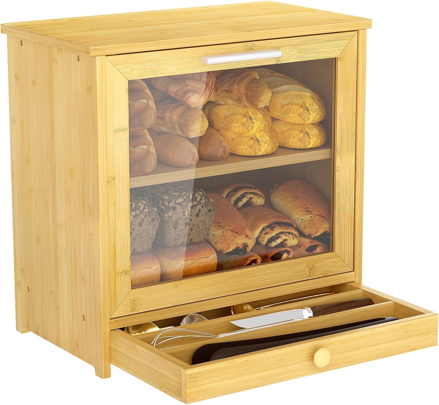 XX Bamboo Bread Boxes for Storage 1 XX Bamboo Bread Boxes for Storage
