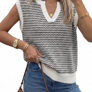 Womens Cotton Polo V Neck Sweater Vest