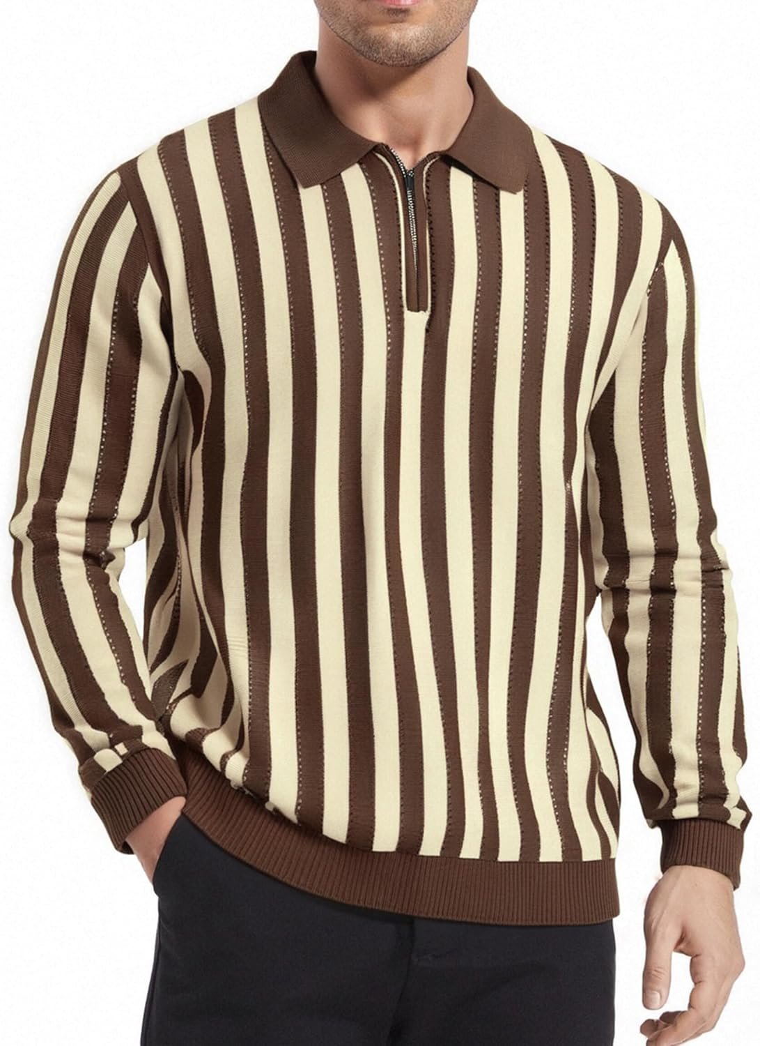 Esabel.C Mens Knit Polo Shirt Long Sleeve 1 Esabel.C Mens Knit Polo Shirt Long Sleeve