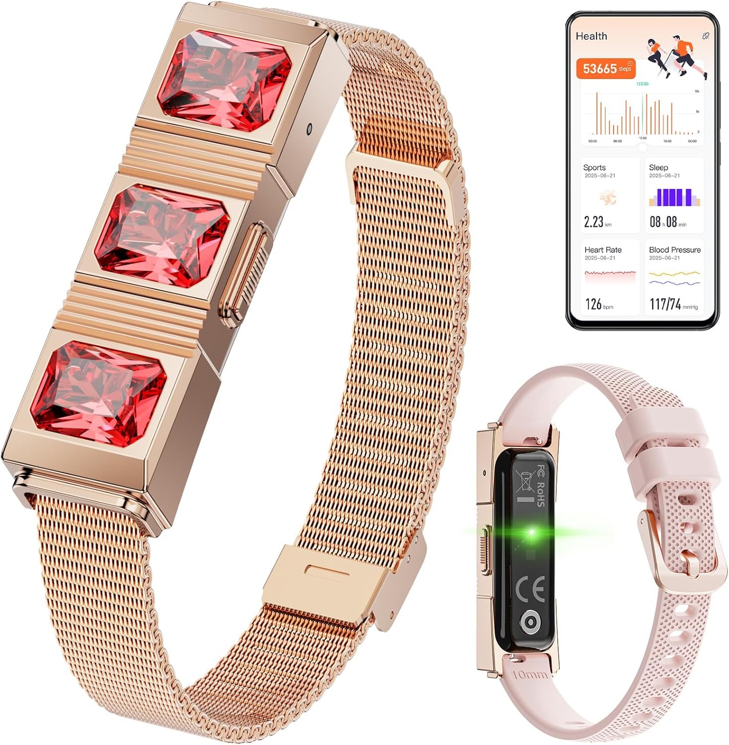 XX Smart Health Fitness Tracker Rose Gold 1 XX Smart Health Fitness Tracker Rose Gold