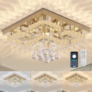 KINGTORO 18″ LED Chandelier for Bedroom