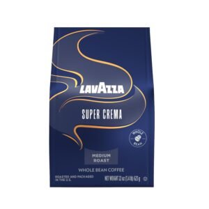 low as xx reg xxLavazza Super Crema Whole Bean Coffee, Medium Espresso Roast, Arabica and Robusta Blend, 22 oz Bag