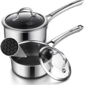 Sauce pan with lid,1.5 Quart & 2.5 Quart Hybrid Nonstick Pot setON SALE + Use