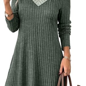 Neck Long Sleeve Sweater Dress