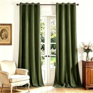 Olive Green Velvet Blackout Curtains