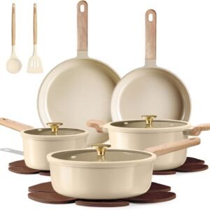 reg CAROTE Pots and Pans Set, Ceramic Cookware Set, 14pcs