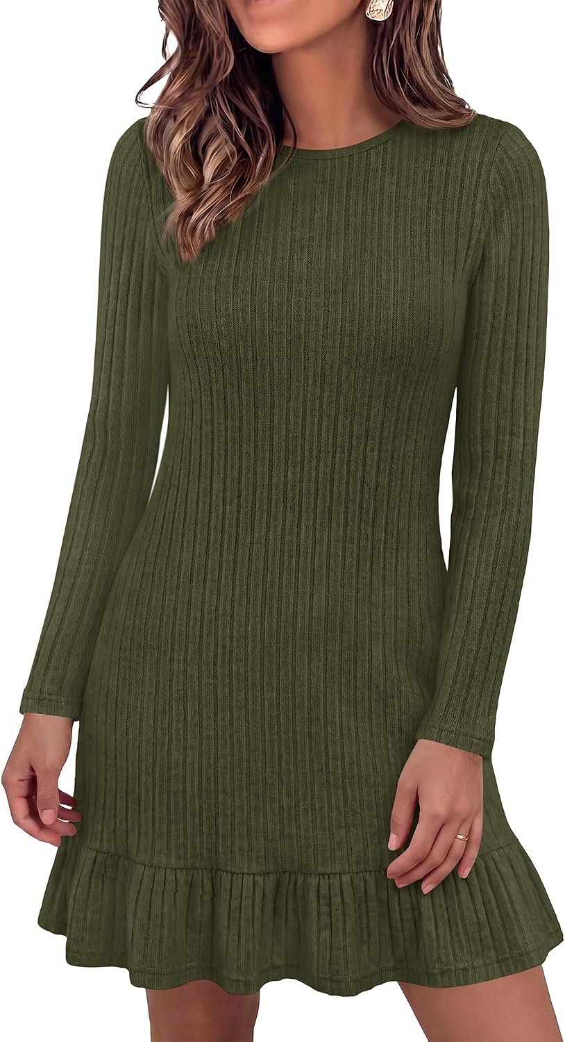 KIRUNDO Womens Ribbed Knit Mini Sweater Dress 1 KIRUNDO Womens Ribbed Knit Mini Sweater Dress