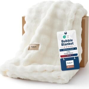 xxBedsure Cloud Bubble Blanket, Soft Cozy Throw, Off White, 50″×60″