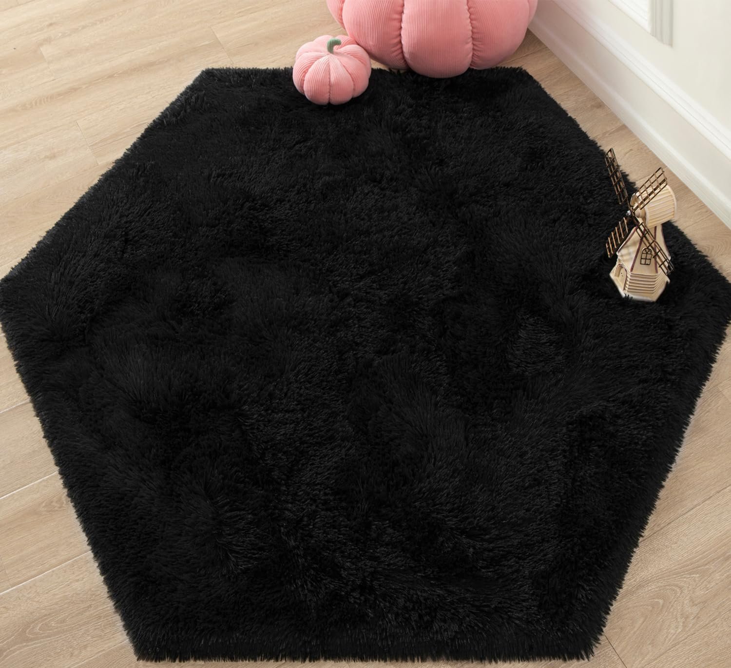 KIXINWA Black Hexagon Rugs 1 KIXINWA Black Hexagon Rugs