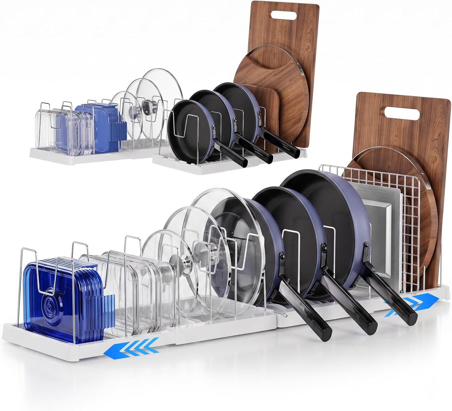Expandable Pots Pans and Lid Organizer--1~2 Pcs 1 Expandable Pots Pans and Lid Organizer--1~2 Pcs