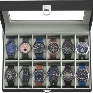 12-Slot Watch Case Organizer with Large Glass LidPrice drop
