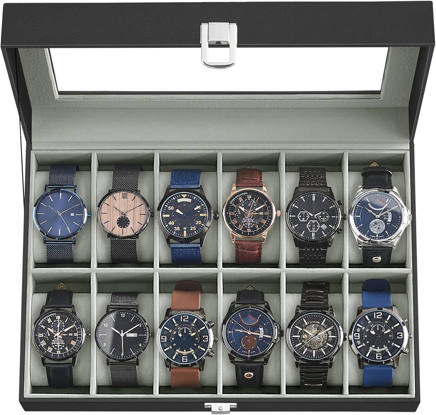 12-Slot Watch Case Organizer with Large Glass LidPrice drop 1 12-Slot Watch Case Organizer with Large Glass LidPrice drop