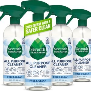 reg Clip Qpon + Generation All Purpose Cleaner, Free & Clear, 23 oz, Pack of 4, Plant-Based Cleaning Spray, Cuts Grease & Grime, No Fragrance or VOCs, Safe for Kids & Pets, Works on Glass, Sealed W