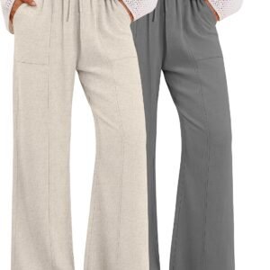 2 Pack Womens Linen Pants Summer Wide LegPrice drop