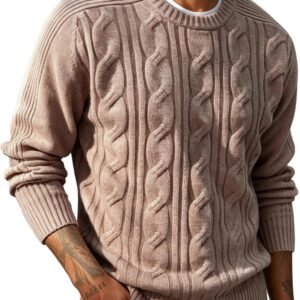 for Men’s Cable Knit Twist Textured Pullover Clip the extra Use