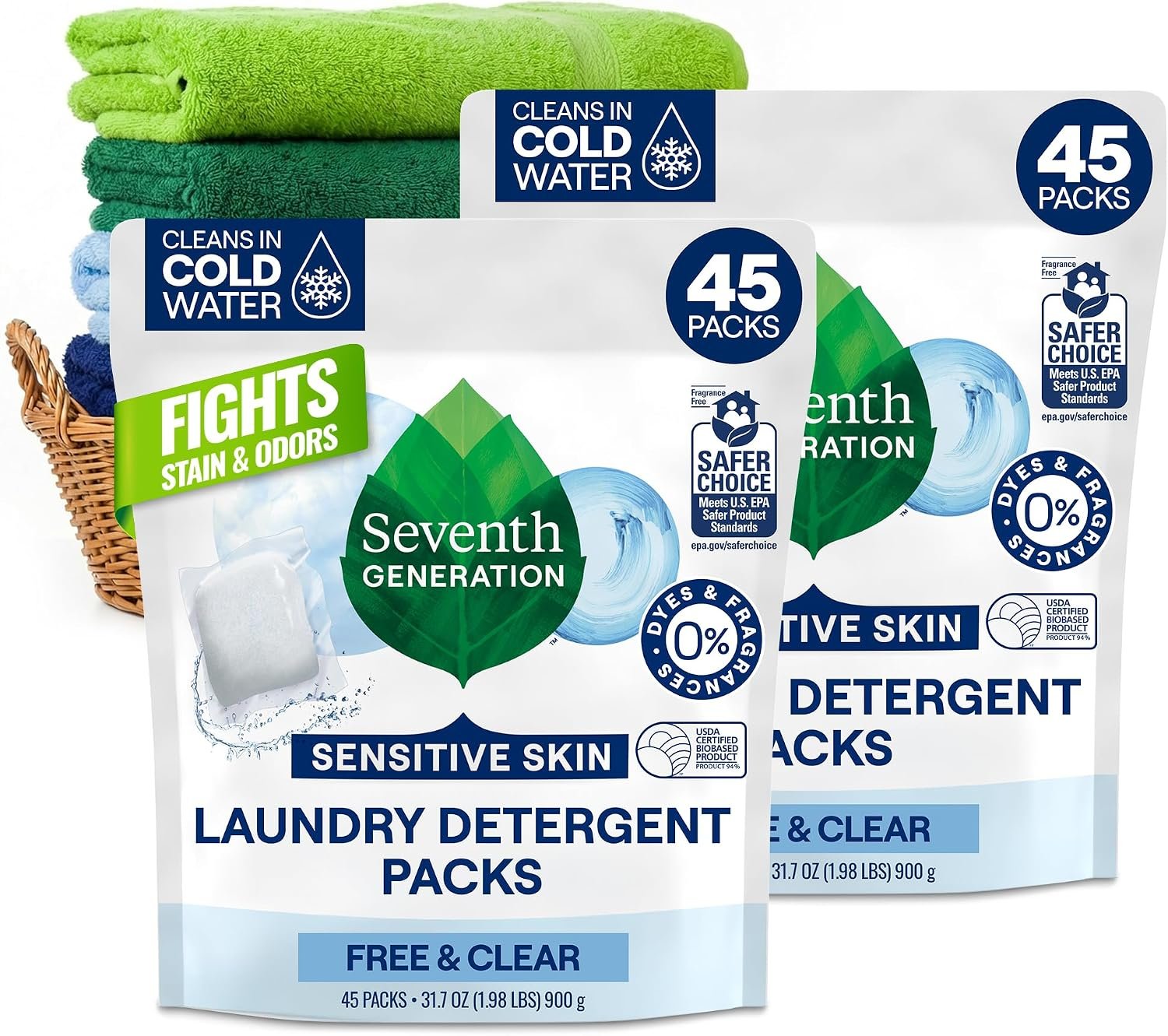 reg Clip Qpon + Generation Laundry Detergent Packs, Free & Clear, 45 Count, 2 Pack, Plant-Based Enzymes Lift Tough Stains, No Dyes or Fragrance, Sensitive Skin Formula, Works in All Machines, Hot & 1 reg Clip Qpon + Generation Laundry Detergent Packs, Free & Clear, 45 Count, 2 Pack, Plant-Based Enzymes Lift Tough Stains, No Dyes or Fragrance, Sensitive Skin Formula, Works in All Machines, Hot &