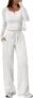 Womens 2 Piece Matching ide-ruched Crop Top, Casual Sweatsuit Lounge Sets