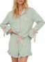 for Womens Ruffle Long-Sleeve & Shorts Pajama Set